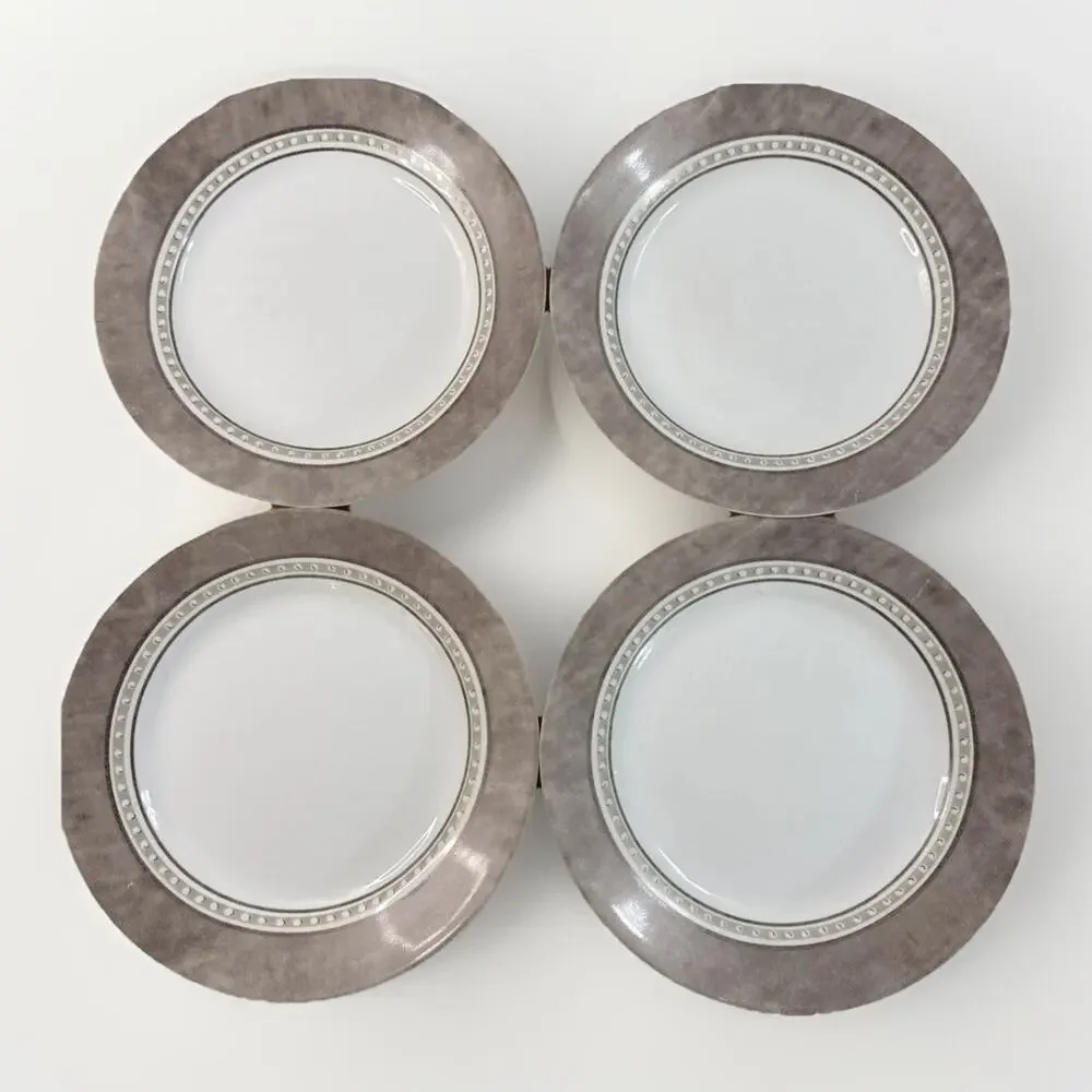 4 Corelle Pewter Luncheon Salad Plates 8.5